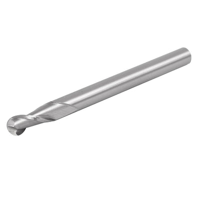Harfington R4x8mm Double Flutes Ballnose End Mill Bit Cutting Tool Silver Tone
