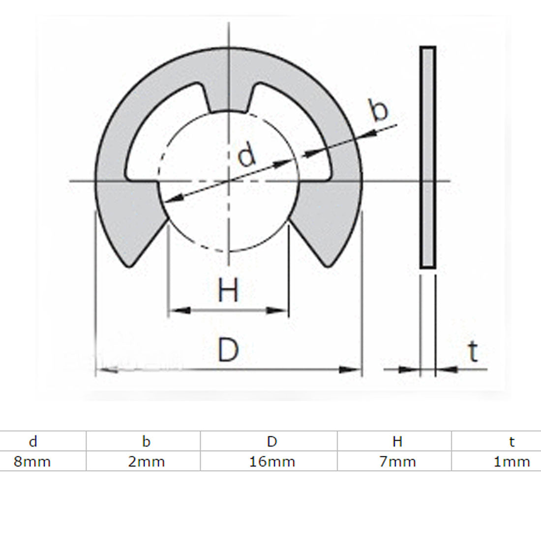 Harfington 8mm Inner Dia 304 Stainless Steel External E Clip Snap Ring Circlips 100 Pcs