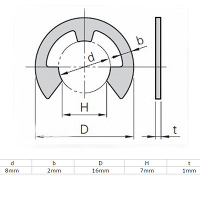 Harfington 8mm Inner Dia 304 Stainless Steel External E Clip Snap Ring Circlips 100 Pcs