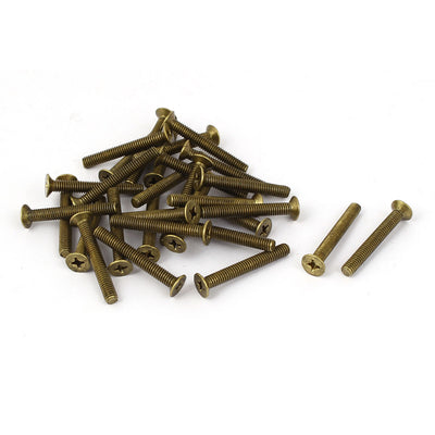 Harfington M4 x 30mm Brass Bolts Machine Phillips Countersunk Screws GB819 30 Pcs