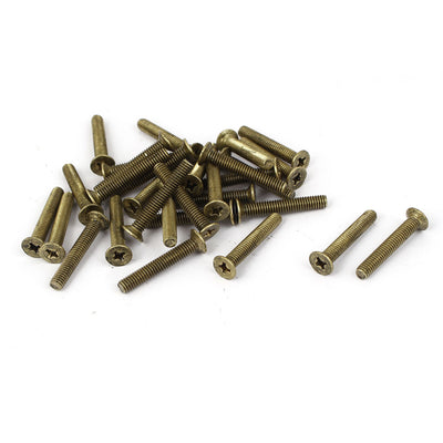 Harfington M4 x 0.7mm Pitch Brass Phillips Drive Flat Head Countersunk Screws 30 Pcs