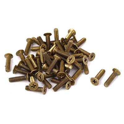 Harfington M4 x 16mm Brass Metric Phillips Drive Machine Countersunk Screws 50 Pcs