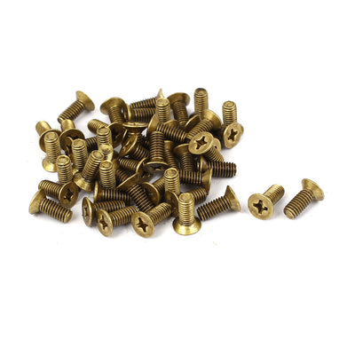 Harfington M4 x 0.7mm Pitch GB819 Fasteners Phillips Countersunk Screws Bolts Brass Tone 50 Pcs