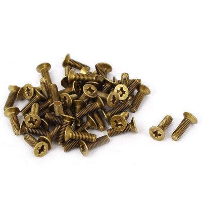 Harfington M3 x 10mm Brass Phillips Drive Bolts Countersunk Screws GB819 50 Pcs