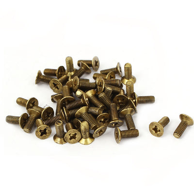 Harfington M3-0.5mmx6.4mm Metric Phillips Drive Countersunk Screws Brass Tone 50 Pcs