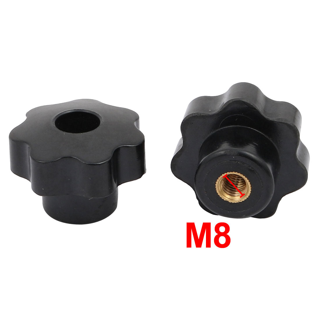 Harfington 6Pcs M8 Seven Pointed Star Head Copper Core Through Hole Clamping Knobs