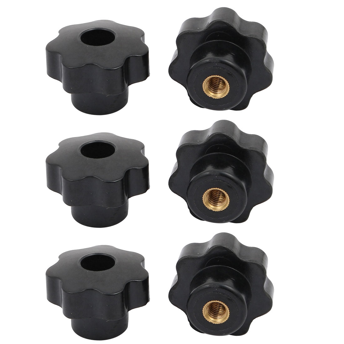 Harfington 6Pcs M8 Seven Pointed Star Head Copper Core Through Hole Clamping Knobs