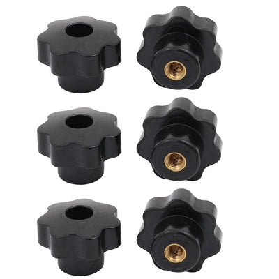 Harfington 6Pcs M8 Seven Pointed Star Head Copper Core Through Hole Clamping Knobs