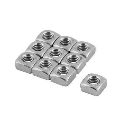 Harfington M6x10mmx5mm 304 Stainless Steel Female Thread Metal Square Industrial Machine Screw Nuts 10 Pcs