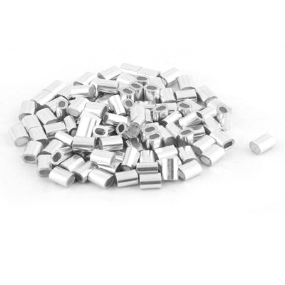 Harfington Aluminum Oval Ferrules Single Hole Sleeves 4 x 3mm Silver Tone 100pcs for 1mm Dia Steel Wire Rope