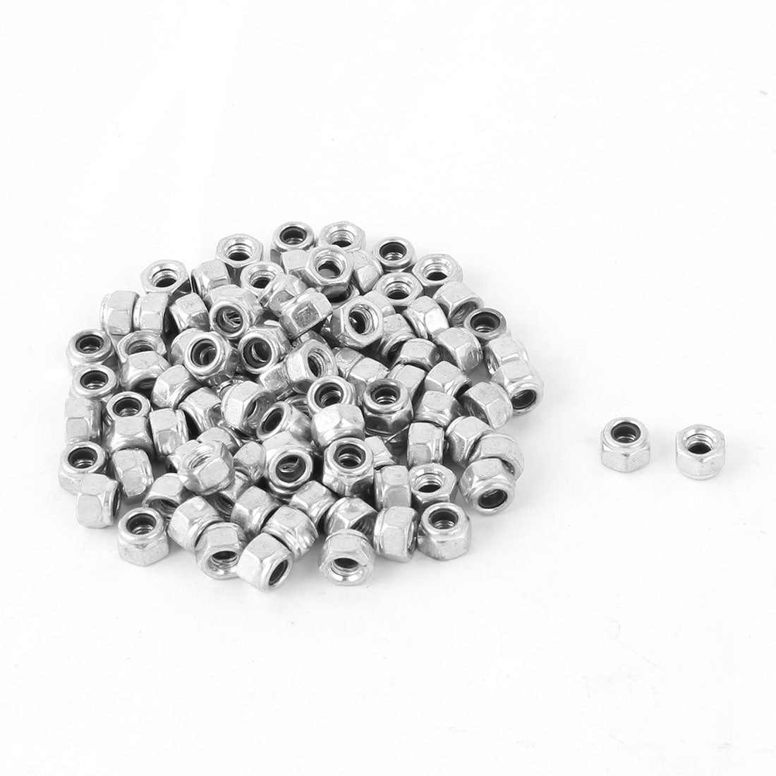Harfington M3 Mechanical Fastener Stainless Steel Self-locking Nylon Insert Lock Nut 100 Pcs