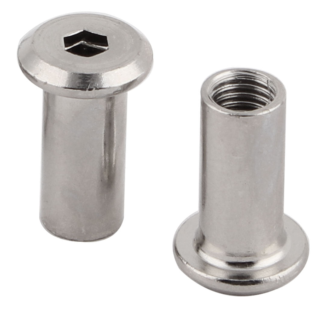 Harfington Alloy Steel Flat Head Inner Hexagon Rivet Nuts 8mm Thread Dia 22mm Length Silver Tone 10pcs