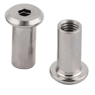 Harfington Alloy Steel Flat Head Inner Hexagon Rivet Nuts 8mm Thread Dia 22mm Length Silver Tone 10pcs