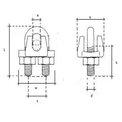 Harfington M5 Inner Width 24mm Long Metal Wire Cable Rope Clips U Bolt Saddle Clamps 5pcs