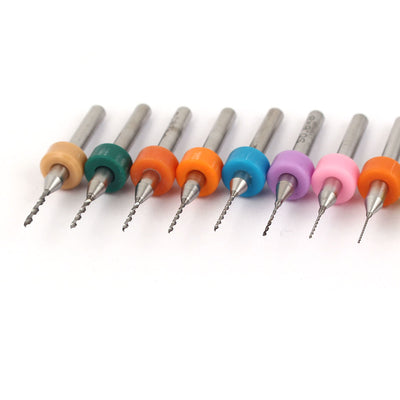 Harfington 0.2mm-1.1mm Tip Straight Shank Helical Grooved Carbide Micro Drill Bit Set 10 in 1