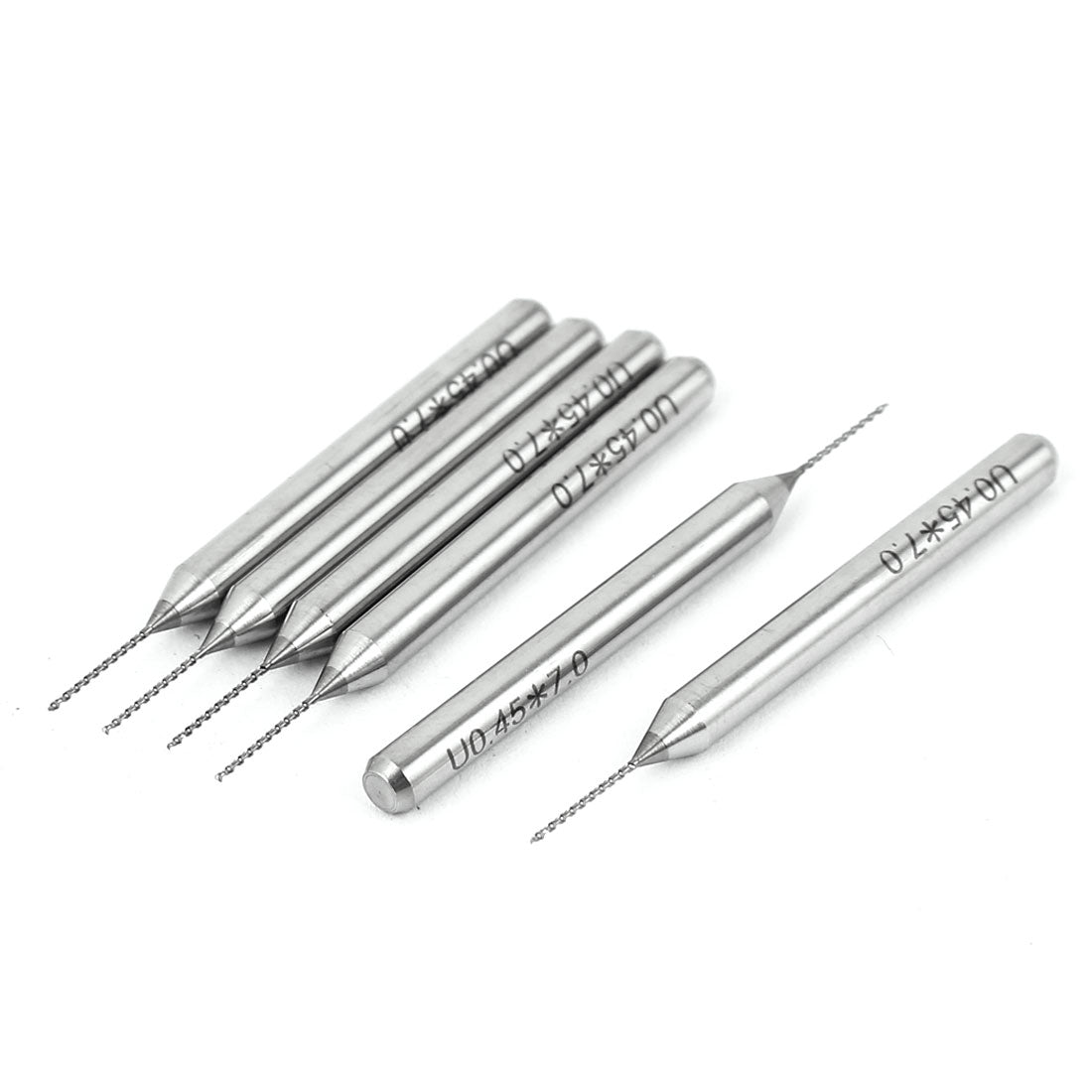 Harfington 0.45mm Tip 7mm Cutting Depth Spiral Flute Carbide PCB Micro Drill Bits Tool 6PCS