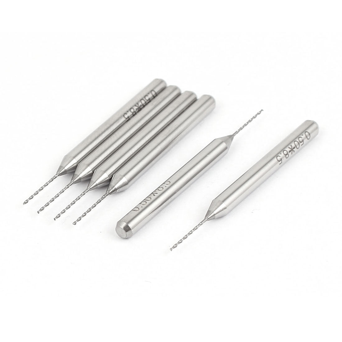 Harfington 0.5mm Tip 8.5mm Cutting Depth Straight Shank Carbide Micro Drill Bits Tool 6 Pcs