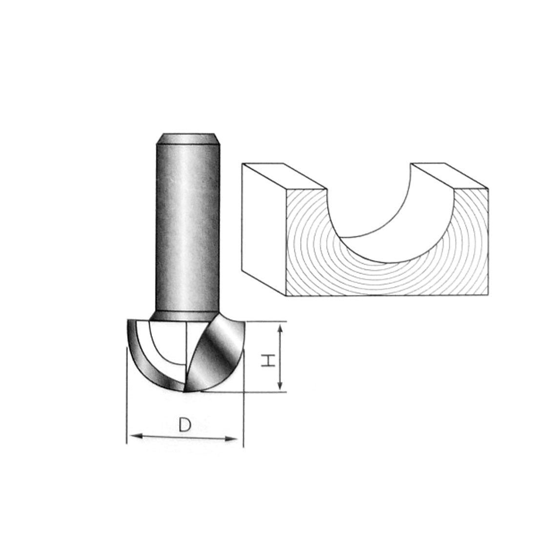 Harfington 1/2" Shank Dia 1-1/8" Cutting Dia Woodworking Round Nose Cove Box Router Bit