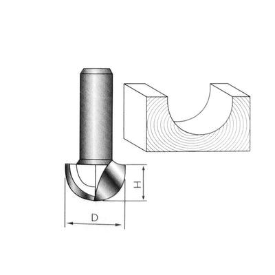 Harfington 1/2" Shank Dia 1-1/8" Cutting Dia Woodworking Round Nose Cove Box Router Bit