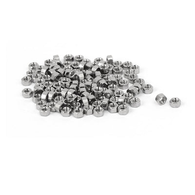 Harfington M1.6 x 1.5mm Nickel Plated Hexagon Hex Nuts Fasteners Silver Tone 100PCS