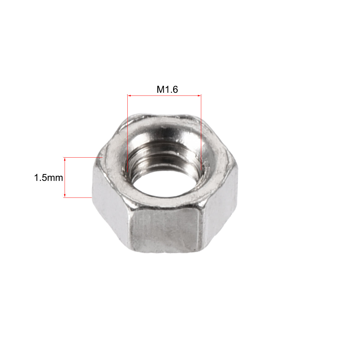 Harfington M1.6 x 1.5mm Nickel Plated Internal Threaded Hexagon Hex Nuts DIN 934 1000PCS
