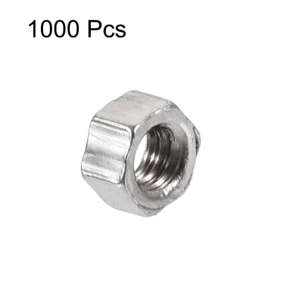 Harfington M1.6 x 1.5mm Nickel Plated Internal Threaded Hexagon Hex Nuts DIN 934 1000PCS
