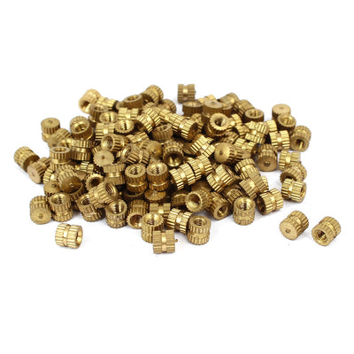 Harfington M3 x 5mm 5.3mm OD Brass Threaded Insert Embedment Knurled Thumb Nut 100PCS