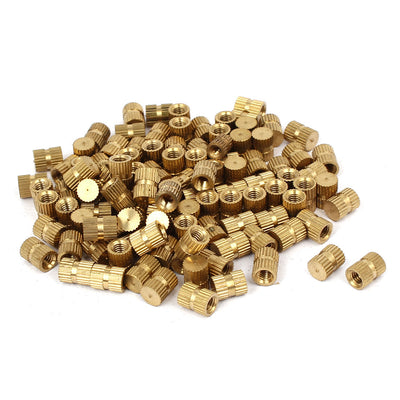 Harfington M4 x 8mm 6.3mm OD Brass Threaded Insert Embedment Knurled Thumb Nut 100PCS