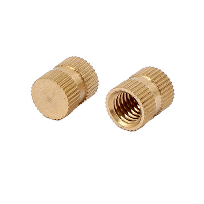Harfington M8 x 12mm 10mm OD Brass Threaded Insert Embedded Knurled Thumb Nut 100PCS