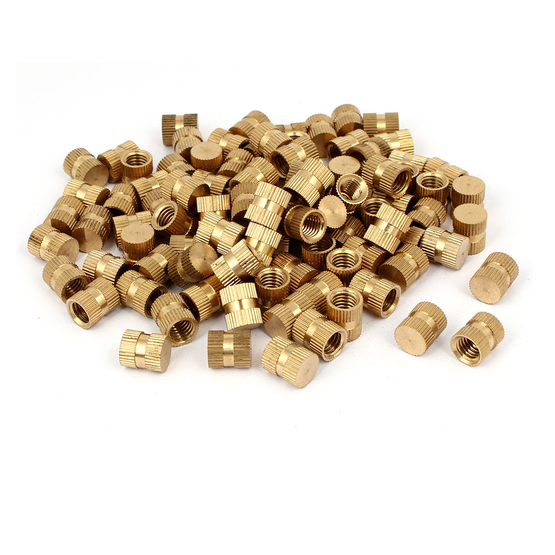 Harfington M8 x 12mm 10mm OD Brass Threaded Insert Embedded Knurled Thumb Nut 100PCS