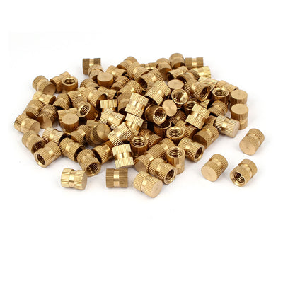 Harfington M8 x 12mm 10mm OD Brass Threaded Insert Embedded Knurled Thumb Nut 100PCS