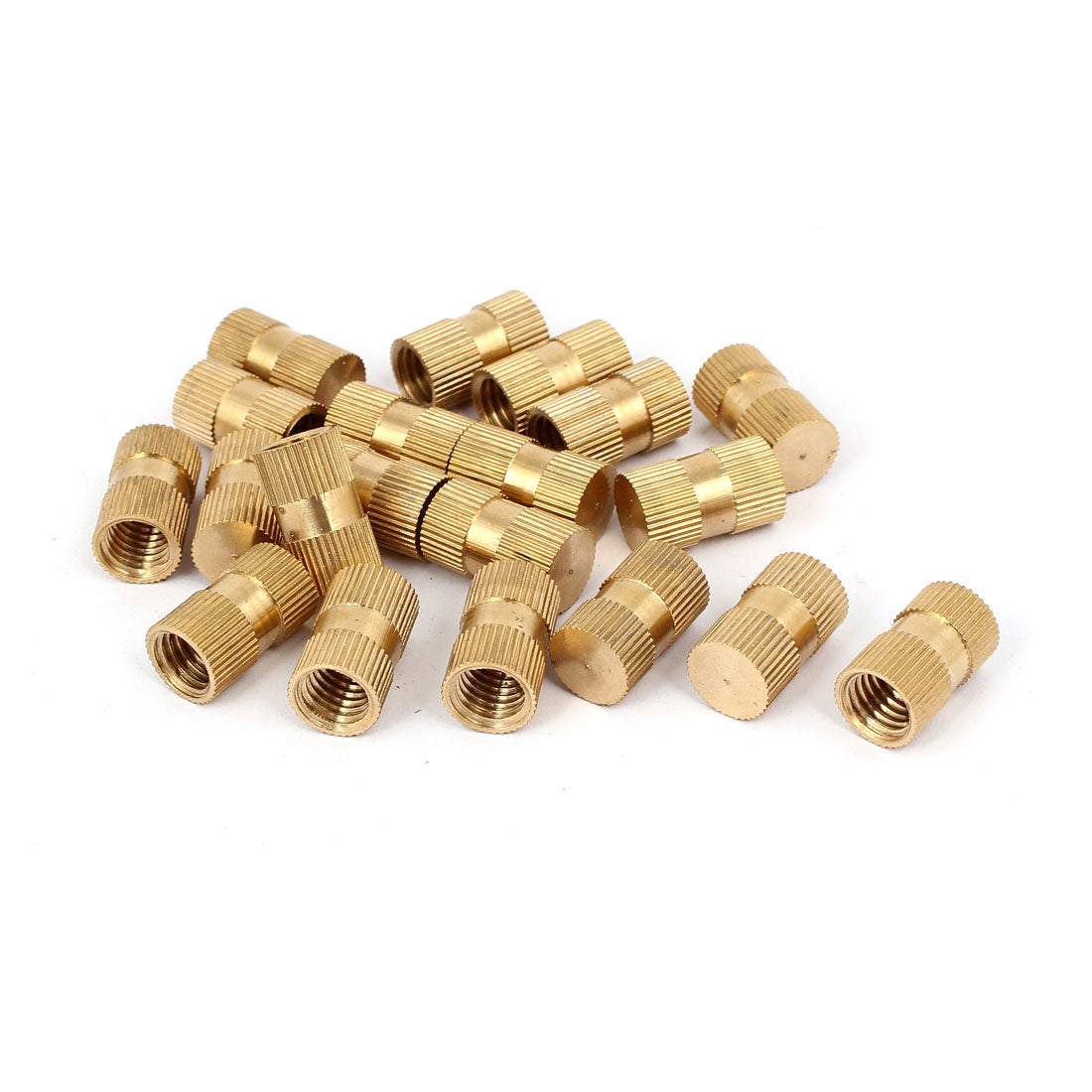 Harfington M10 x 20mm 12mm OD Brass Threaded Insert Embedded Knurled Thumb Nut 20PCS
