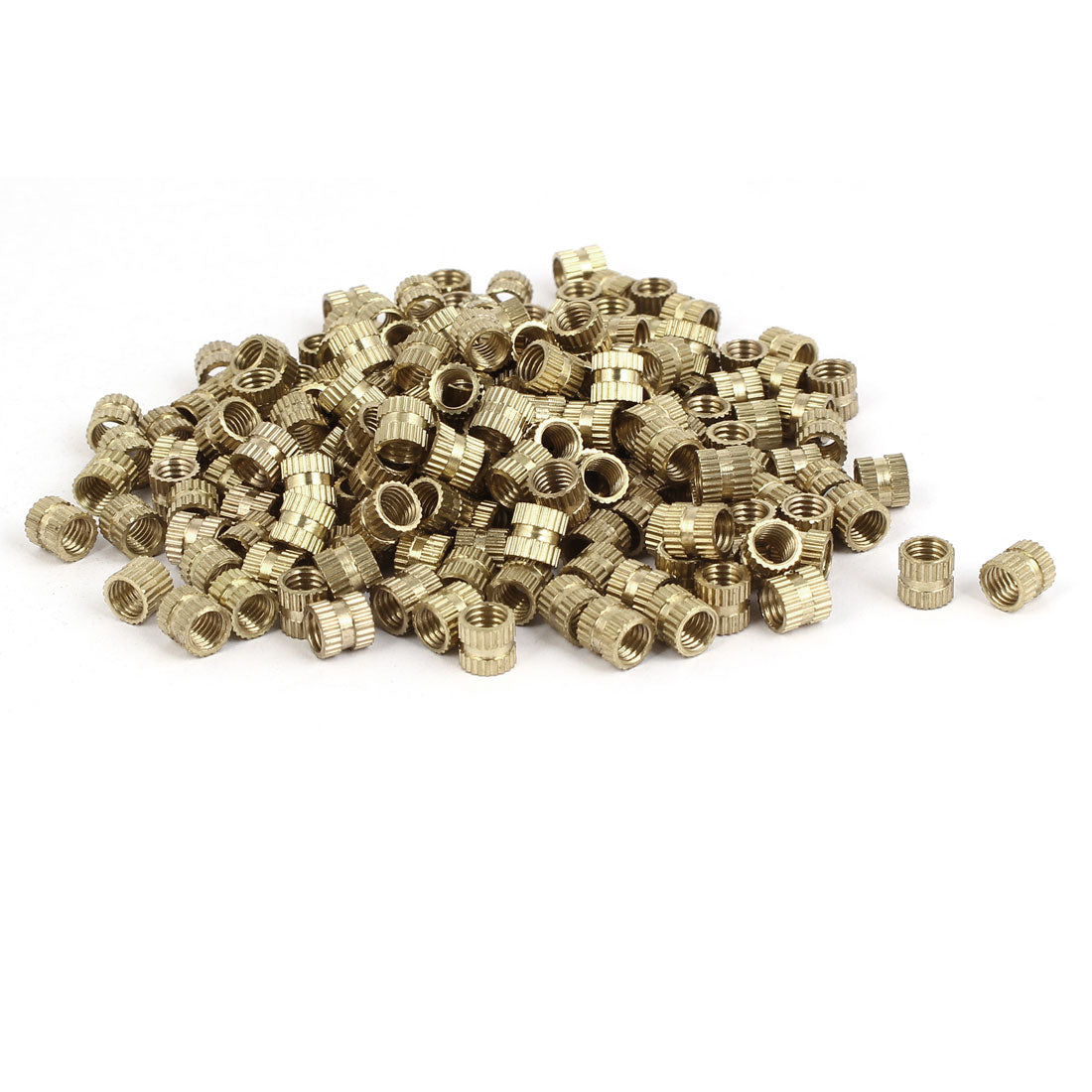 Harfington M5 x6mm Female Thread Brass Knurled Threaded Round Insert Embedded Nuts 100PCS