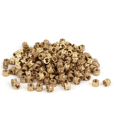 Harfington M4 x 4mm Female Thread Brass Knurled Threaded Insert Embedment Nuts 200PCS
