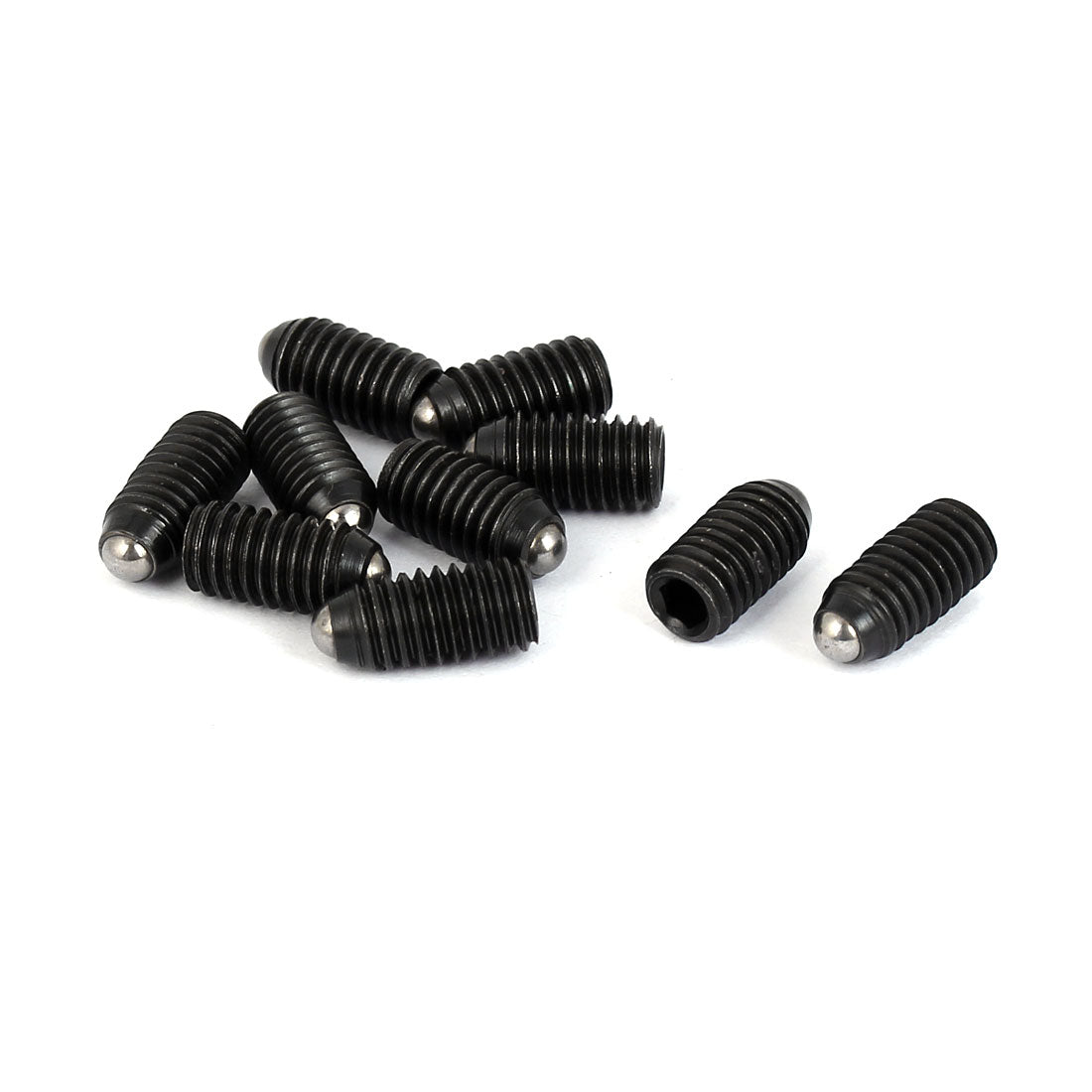 Harfington M6 x 10mm Hex Socket Drive Spring Ball Plunger Screw Black 10pcs