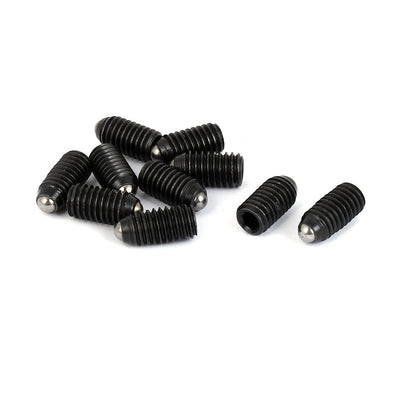 Harfington M6 x 10mm Hex Socket Drive Spring Ball Plunger Screw Black 10pcs