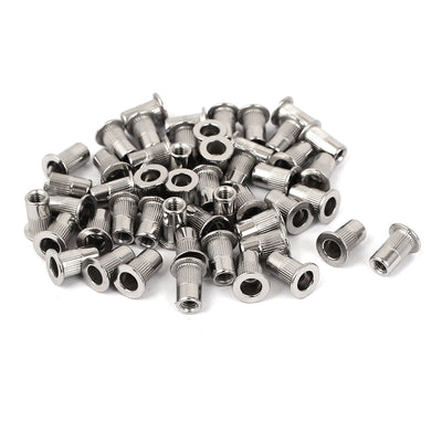 Harfington M3 Stainless Steel Flat Head Rivet Nut Insert Dadi Silver Tone 50pcs