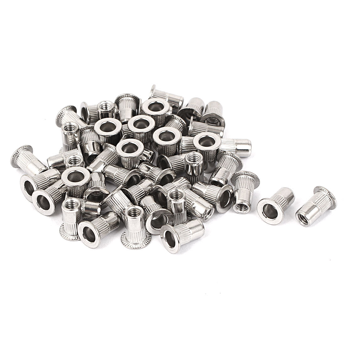Harfington M4 Stainless Steel Flat Head Rivet Nut Insert Nutsert Silver Tone 50pcs
