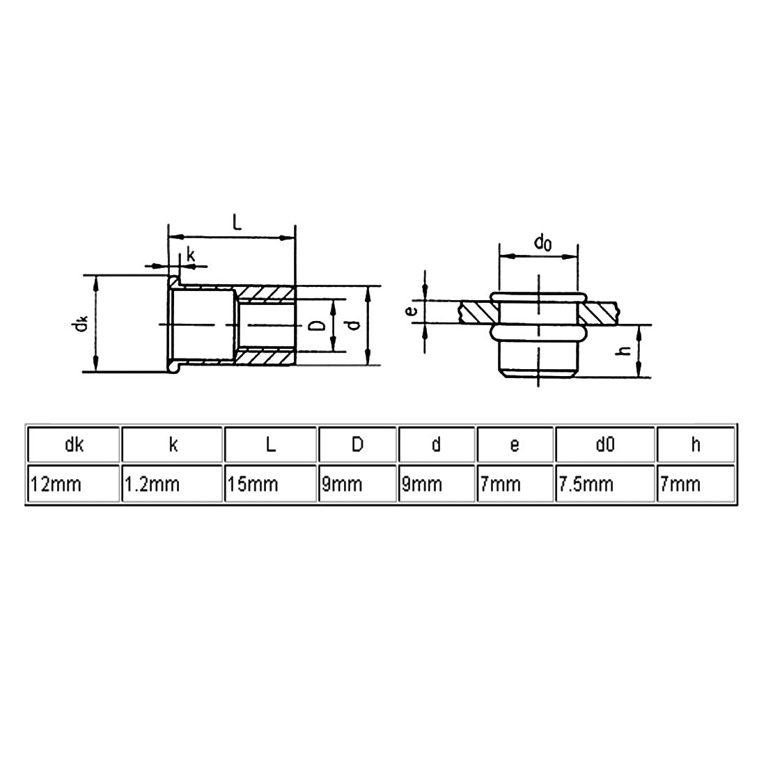 Harfington M6 Stainless Steel Flat Head Rivet Nut Insert Dadi Silver Tone 50pcs