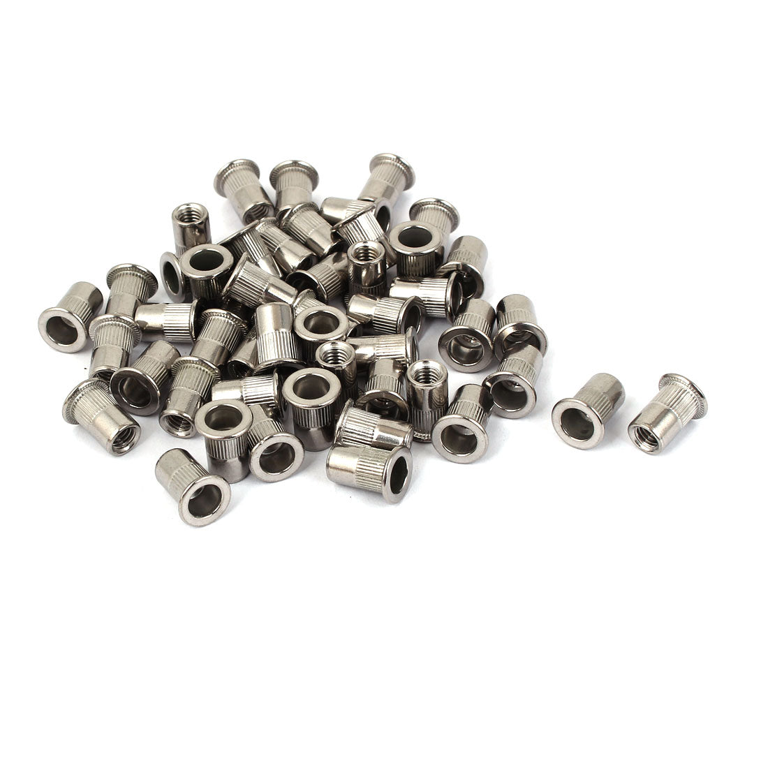 Harfington M6 Stainless Steel Flat Head Rivet Nut Insert Dadi Silver Tone 50pcs