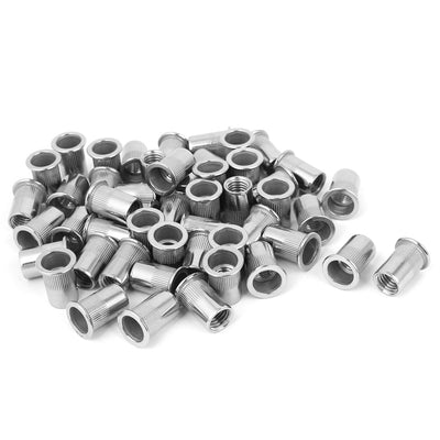 Harfington M12 Stainless Steel Flat Head Rivet Nut Insert  Silver Tone 50pcs