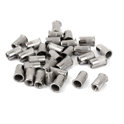 Harfington M5 Stainless Steel Flat Head Rivet Nut Insert Dadi Silver Tone 30pcs