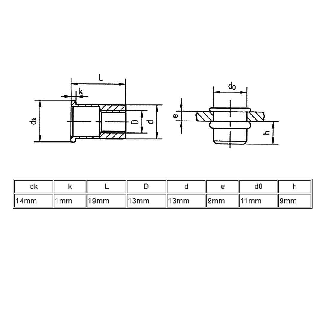 Harfington M10 Stainless Steel Flat Head Rivet Nut Insert  30pcs