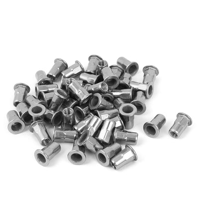 Harfington M5 Half Hex Body Flat Head Rivet Nut Insert Nutsert Silver Tone 50pcs