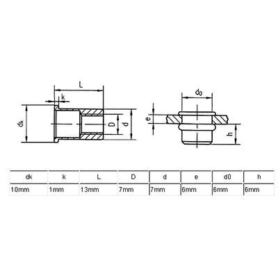 Harfington M5  Aluminum Flat Head Rivet Nut Insert Nutsert Silver Tone 30pcs