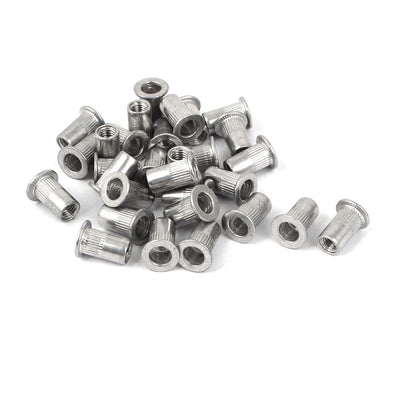 Harfington M5  Aluminum Flat Head Rivet Nut Insert Nutsert Silver Tone 30pcs
