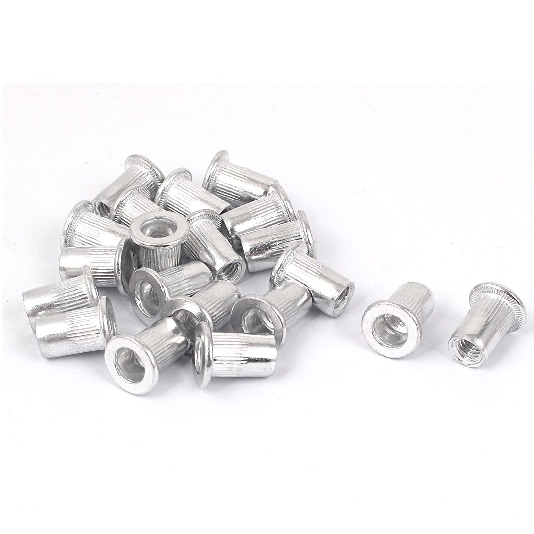 Harfington M6  Aluminum Flat Head Rivet Nut Insert  Silver Tone 20pcs