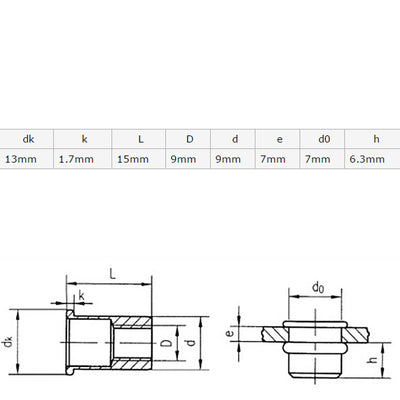Harfington M6 Aluminum Flat Head Rivet Nut Insert Nutsert Silver Tone 50pcs