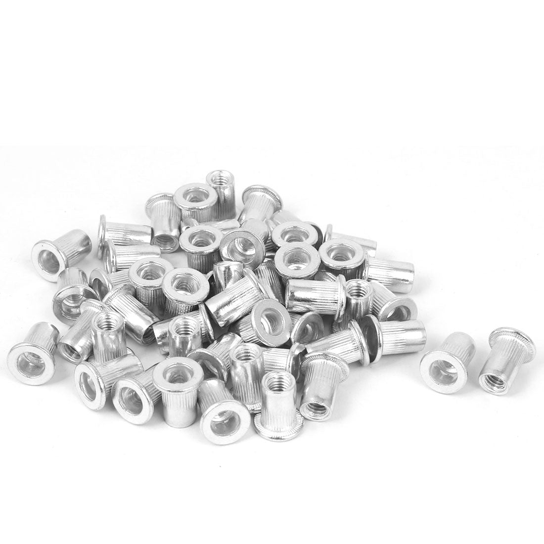 Harfington M6 Aluminum Flat Head Rivet Nut Insert Nutsert Silver Tone 50pcs
