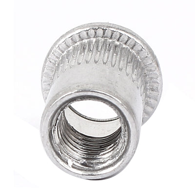 Harfington M8 Aluminum Flat Head Rivet Nut Insert  Silver Tone 20pcs